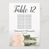 桃淡い色のバラの結婚テーブル座席表（大） (裏面)