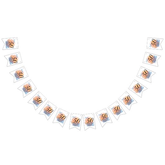 桃淡い色のバラ50と素晴らしい誕生日パーティー バンティングフラッグ (全)