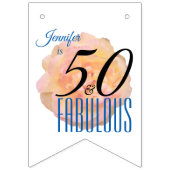 桃淡い色のバラ50と素晴らしい誕生日パーティー バンティングフラッグ (第2の旗)