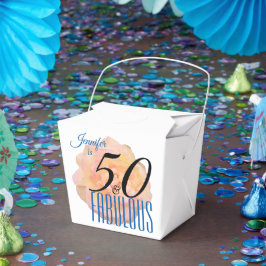 桃淡い色のバラ50と素晴らしい誕生日パーティー フェイバーボックス