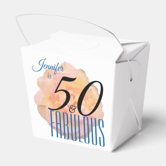 桃淡い色のバラ50と素晴らしい誕生日パーティー フェイバーボックス (裏面サイド)