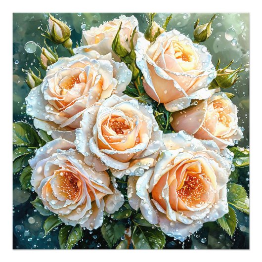 桃淡い色のバラ フォトプリント            (正面)