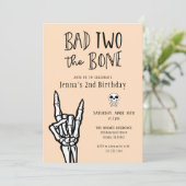 桃淡い色の悪い2骨2番目の誕生日パーティー 招待状 (スタンド正面)