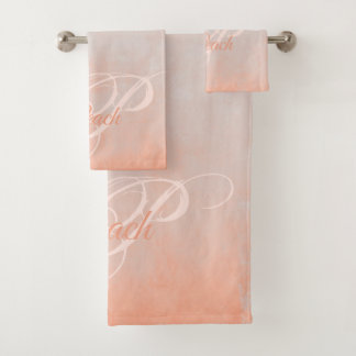 桃灰色ラスティック抽象芸術モノグラム バスタオルセット