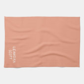 桃無地の珊瑚礁ミニマルパーソナライズされたム キッチンタオル (横)