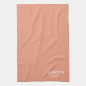 桃無地の珊瑚礁ミニマルパーソナライズされたム キッチンタオル (縦)