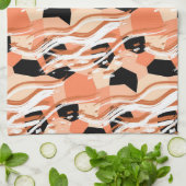 桃白黒抽象芸術パターン。 キッチンタオル (折り畳み)