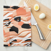 桃白黒抽象芸術パターン。 キッチンタオル (四つ折り)