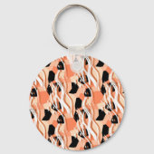 桃白黒抽象芸術パターン。 キーホルダー (裏面)