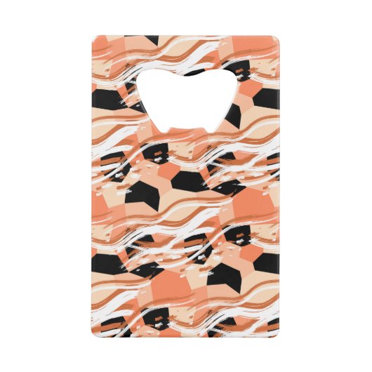 桃白黒抽象芸術パターン。 クレジットカード栓抜き (正面)