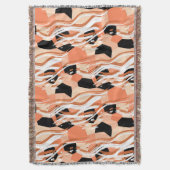 桃白黒抽象芸術パターン。 スローブランケット (正面縦)