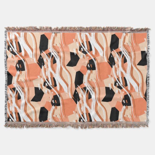 桃白黒抽象芸術パターン。 スローブランケット (正面)