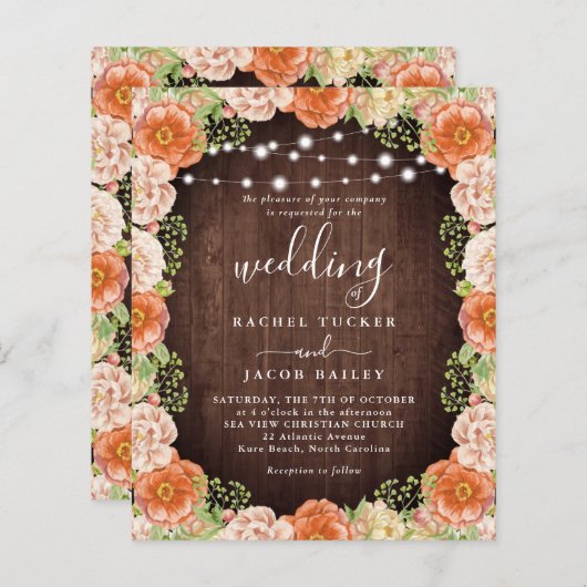 桃素朴サンゴフローラ秋の結婚式 (正面/裏面)