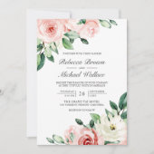 桃素朴フローラフォトコラージュQRコード結婚s 招待状 (正面)