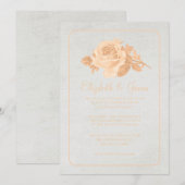 桃素朴フローラ/花結婚式招待状 招待状 (正面/裏面)
