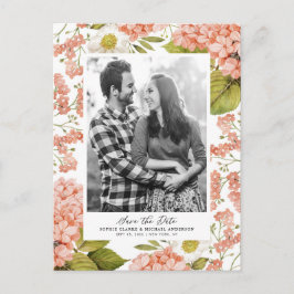 桃素朴水彩紫陽花の保存日 案内ポストカード