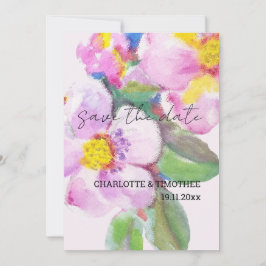 桃素朴花水彩画 セーブザデート