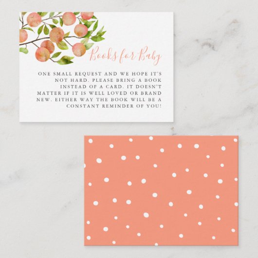桃素朴赤ちゃんシャワー予約リクエスト エンクロージャーカード (正面/裏面)