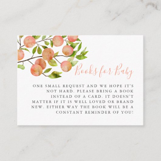 桃素朴赤ちゃんシャワー予約リクエスト エンクロージャーカード (正面)