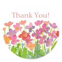 桃紫色の水彩の花ありがとう