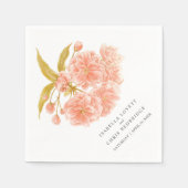 桃結婚のオレンジの花のフローラナプキン スタンダードカクテルナプキン (正面)