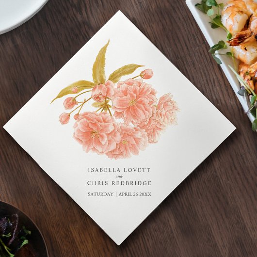 桃結婚のオレンジの花のフローラナプキン スタンダードカクテルナプキン