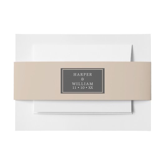 桃結婚灰色 招待状ベリーバンド (正面例)