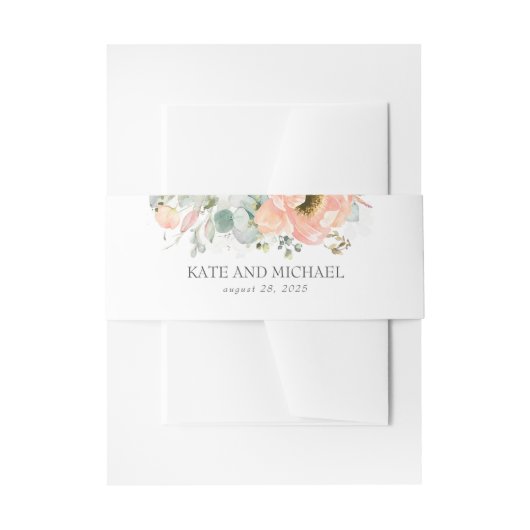 桃結婚花 招待状ベリーバンド (正面例)