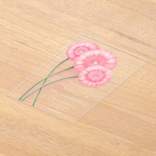 桃結婚菊 アクリル招待状 (レイダウン)