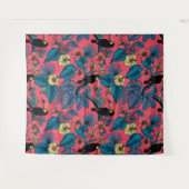 桃缶庭園（赤と青） タペストリー (正面(横))