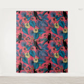 桃缶庭園（赤と青） タペストリー (正面)