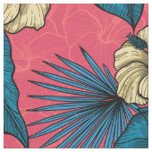 桃缶庭園（赤と青） ファブリック (クローズアップ)