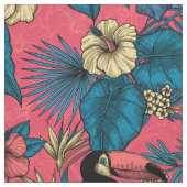 桃缶庭園（赤と青） ファブリック (見本)