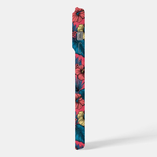 桃缶庭園（赤と青） iPhoneケース (左側面)