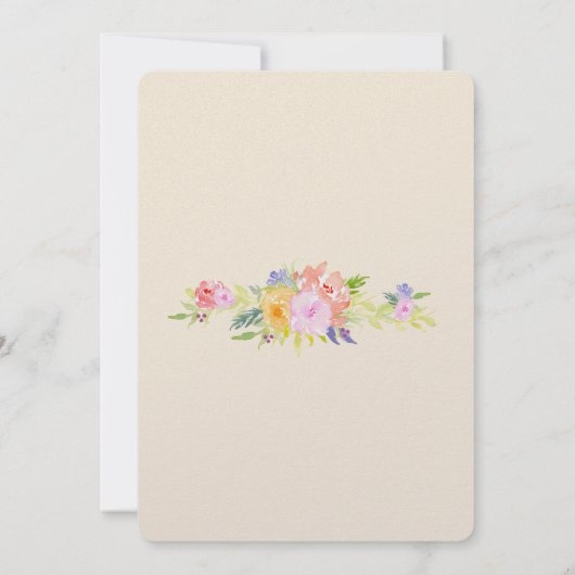 桃色かわいらしの水彩フローラ誕生日 招待状 (裏面)