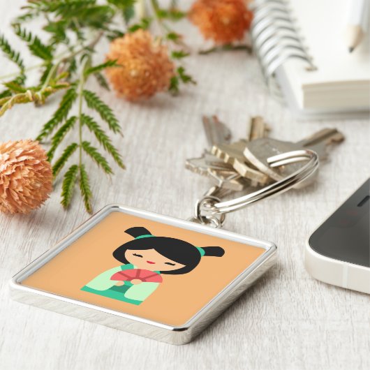 桃色こけし日本の人形 キーホルダー (側面)