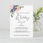 桃色とインディゴブルーの花 招待状 (スタンド正面)