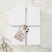 桃色とクリーム色の花のウェディング フラワー ギフトタグ (より糸付き)