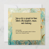 桃色とベージュの花柄抽象 招待状 (裏面)