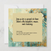 桃色とベージュの花柄抽象 招待状 (裏面)