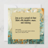 桃色とベージュの花柄抽象 招待状 (裏面)