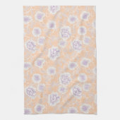桃色とラベンダーの花柄 キッチンタオル (縦)