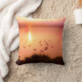 桃色と桃色の夕日 クッション (ブランケット)