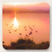 桃色と桃色の夕日 コースター (正面)