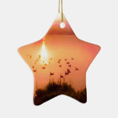 桃色と桃色の夕日 セラミックオーナメント (右)