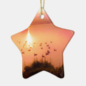 桃色と桃色の夕日 セラミックオーナメント (左)