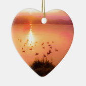 桃色と桃色の夕日 セラミックオーナメント (右)