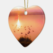 桃色と桃色の夕日 セラミックオーナメント (左)