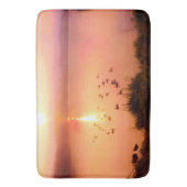 桃色と桃色の夕日 バスマット (正面縦)