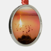 桃色と桃色の夕日 メタルオーナメント (右)